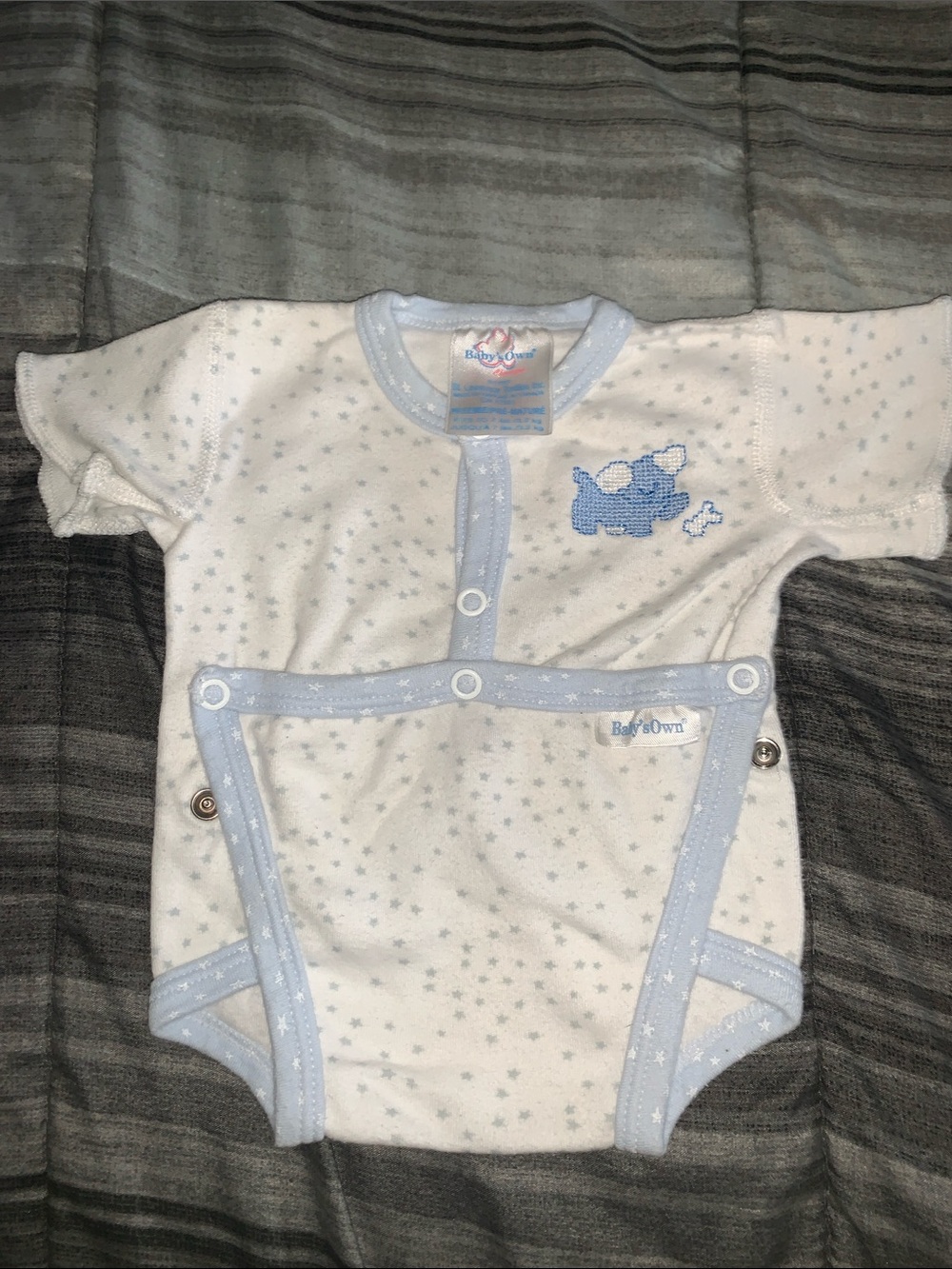 🐨White and Light Blue Star Baby One-Piece Bodysuit